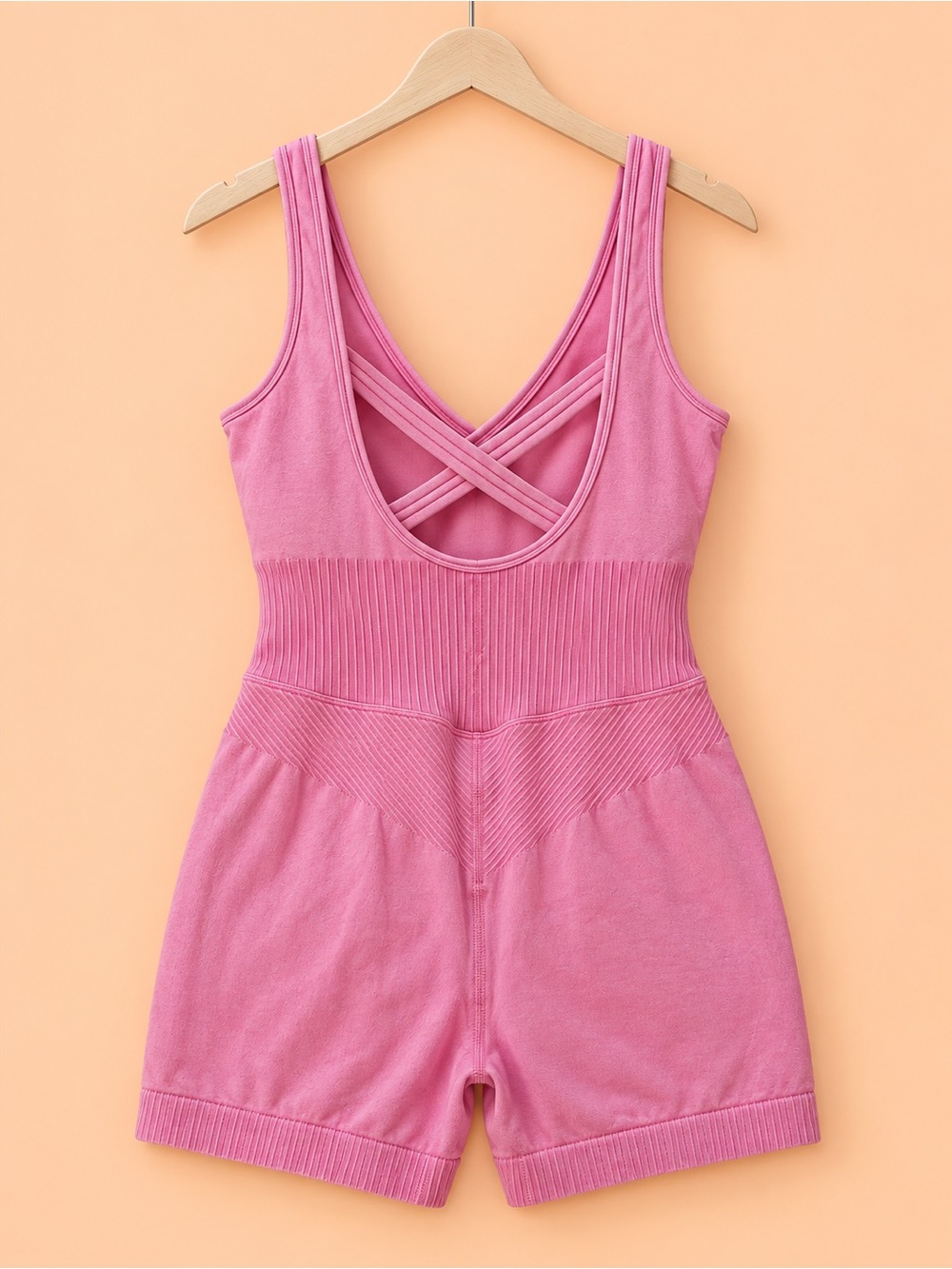 Iconic JoyLab Pink Ribbed Tank Romper - Picture 3 of 3